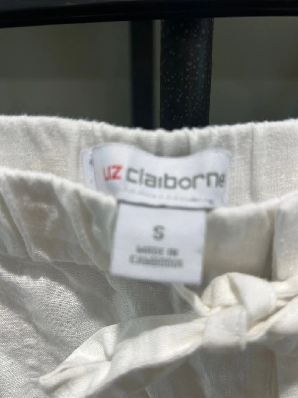 Liz Claiborne White Drawstring Linen Blend Chinos